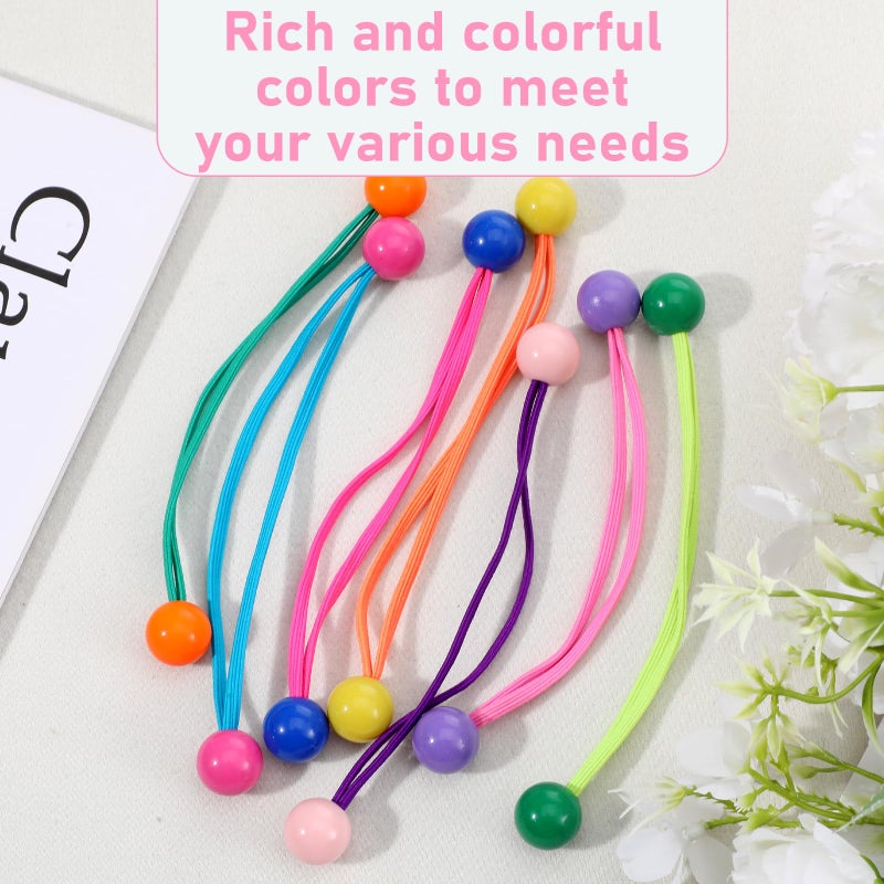 Quilax 42 Pcs Double Balls Hair Ties, Colorful Hair Balls for Girls Hairs, Ball Bubble Ponytail Holders Hairs Elastics Collection(7Colors) - Image 3
